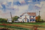 landscape, farm, farmhouse, ohio, midwest, house, watercolor, painting, oberst